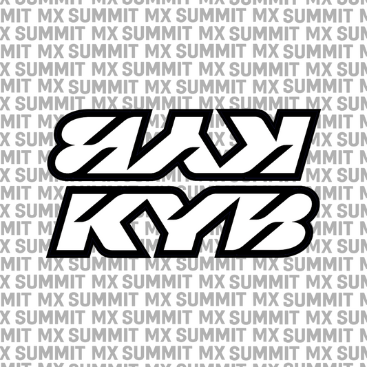 KYB fork tube decal in white colorway — Summit MX