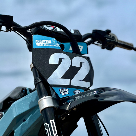 KTM 65 number plate decal installed on motocross bike