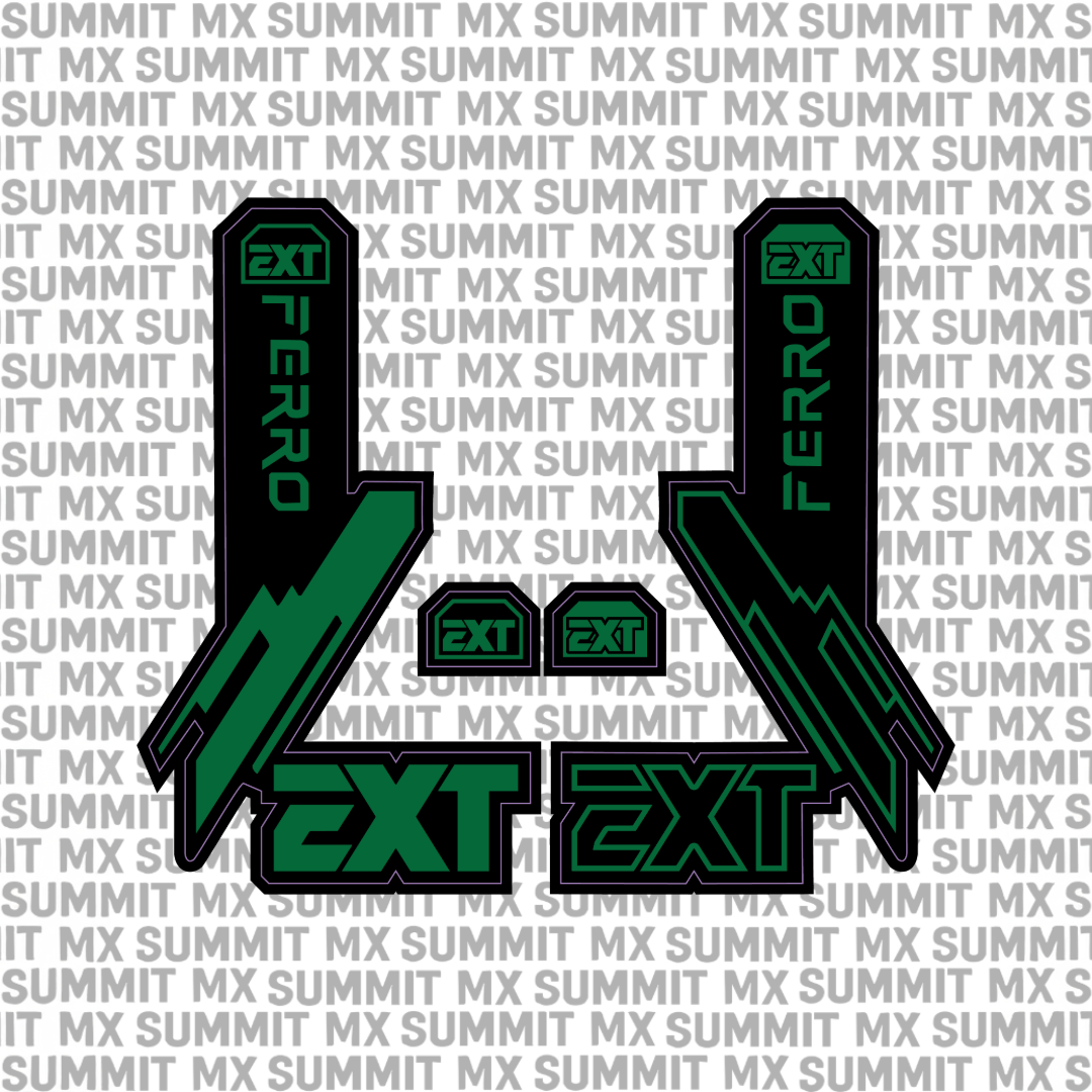 EXT Ferro fork tube decal in light blue and black colorway — Summit MX