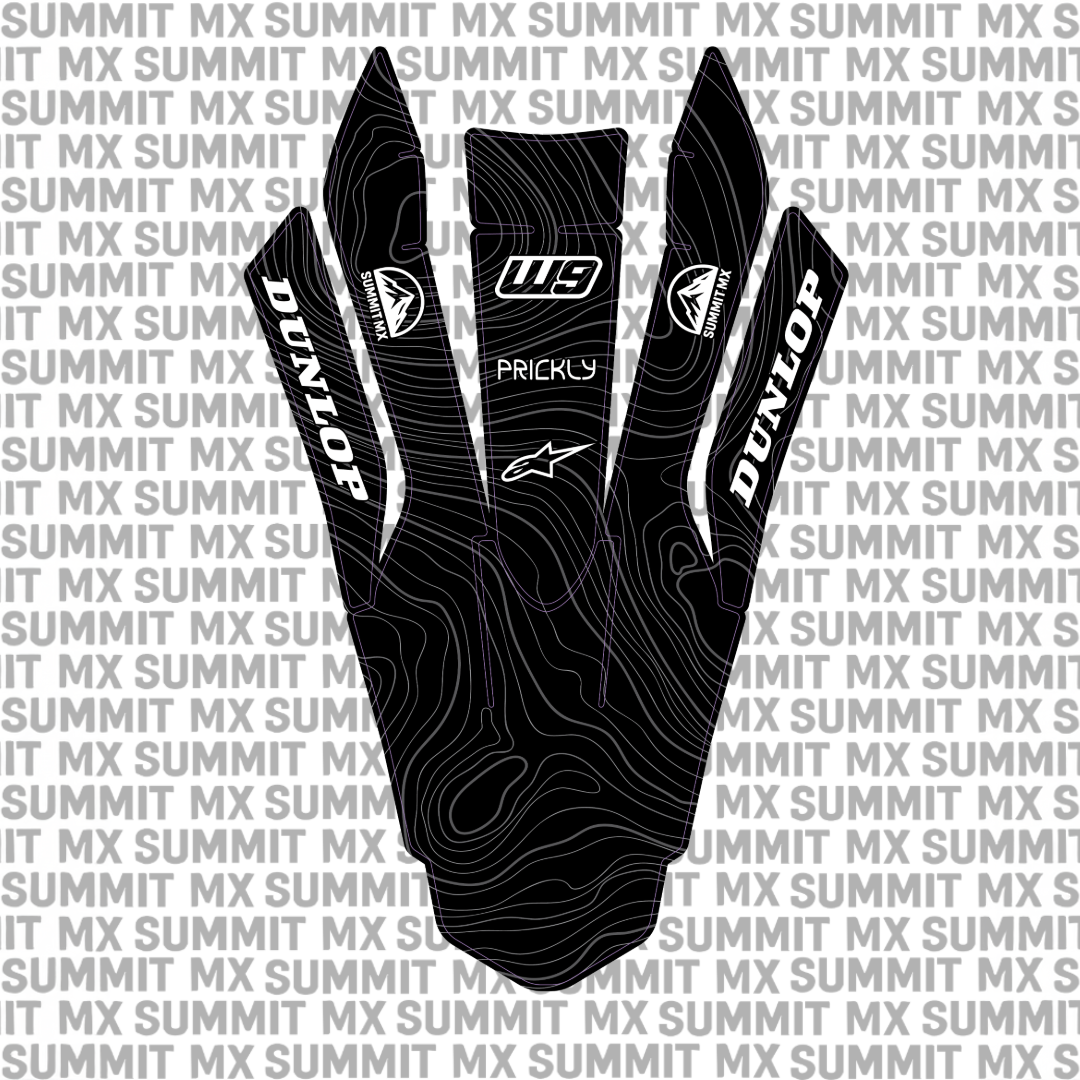 Surron Ultra Bee front fender decal in topographical pattern — Summit MX
