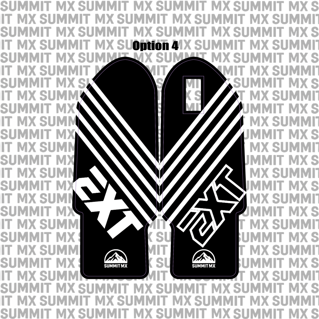 EXT fork guard decal design options 3 and 4 flat layout — Summit MX