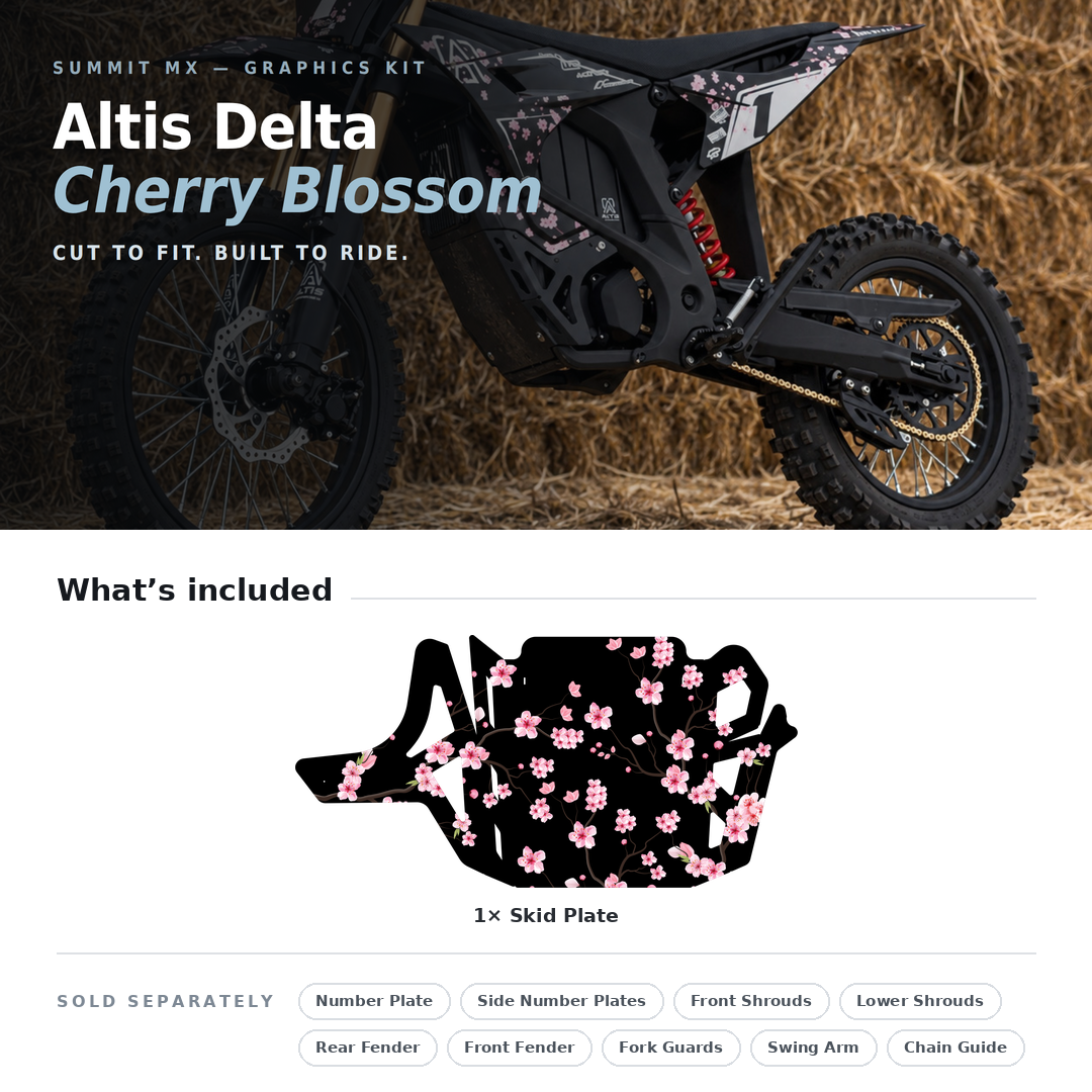 What's included with the Cherry Blossom Decal for Altis Delta Skid Plate
