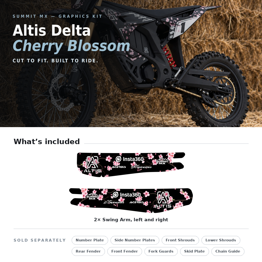What's included with the Cherry Blossom Decal for Altis Delta Swing Arm