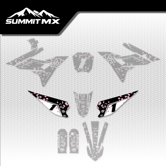 Cherry Blossom Altis Sigma side number plate decals, shown in place on the full kit