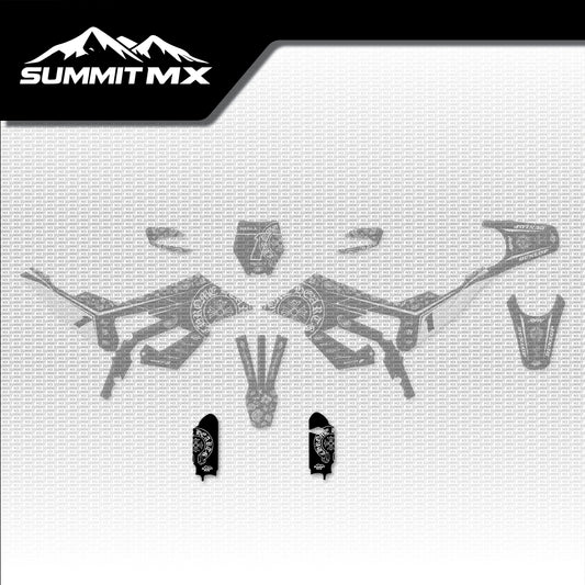 Chrome Hearts Decal for RFN Warrior Pro SX-E15 Fork Guards placement on the full kit