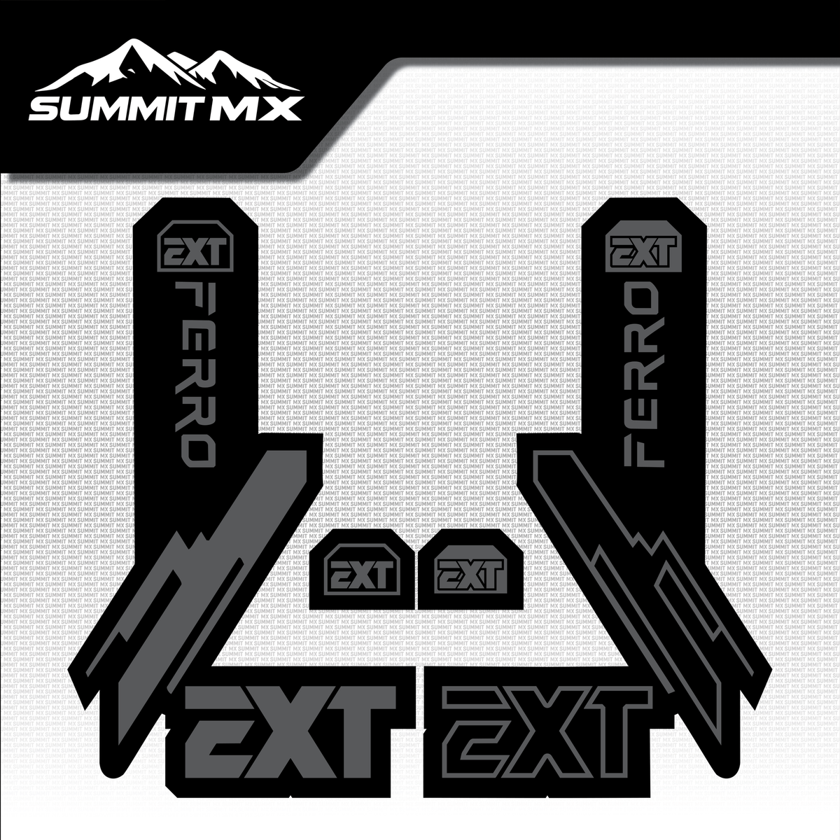 EXT Ferro fork tube decal in charcoal and black colorway — Summit MX