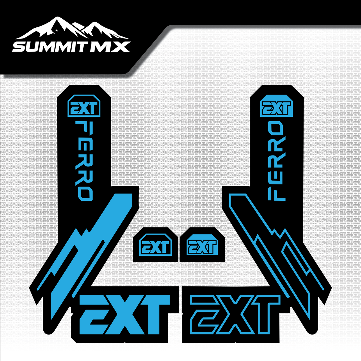 EXT Ferro fork tube decal in navy and black colorway — Summit MX