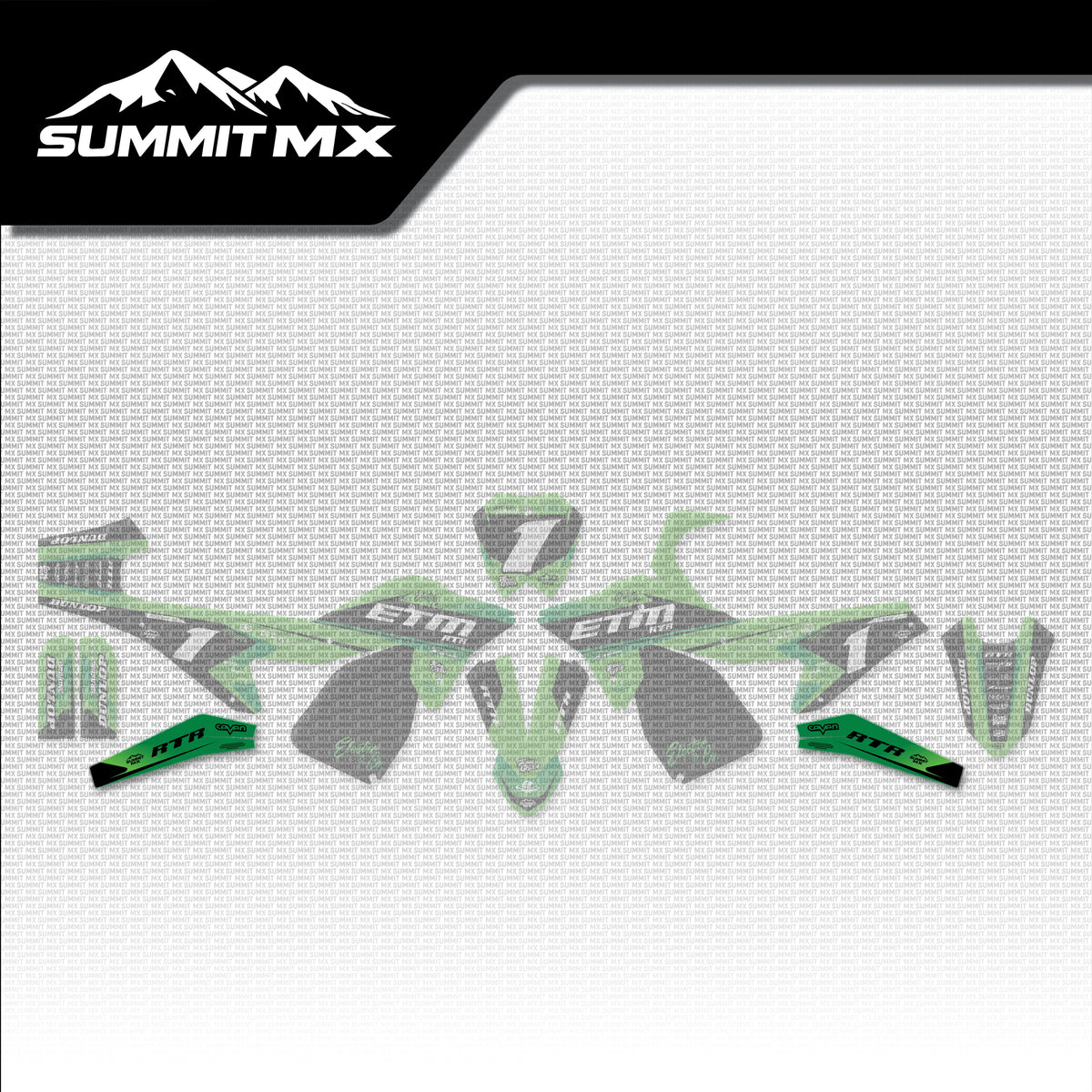 Kawasaki Inspired ETM RTR Swing Arm Decals placement on the full kit