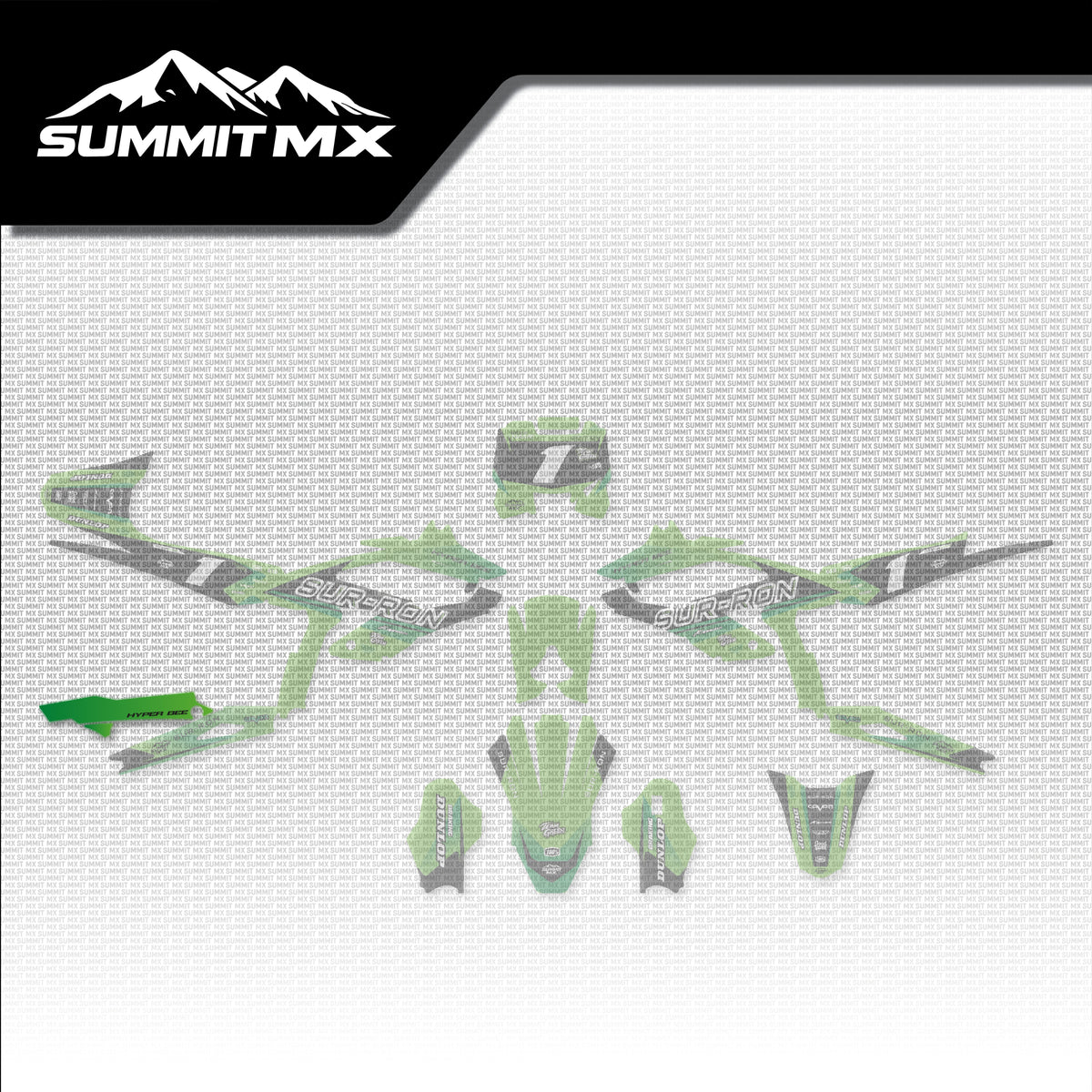 Kawasaki Inspired Hyper Bee Chain Guide Decal placement on the full kit