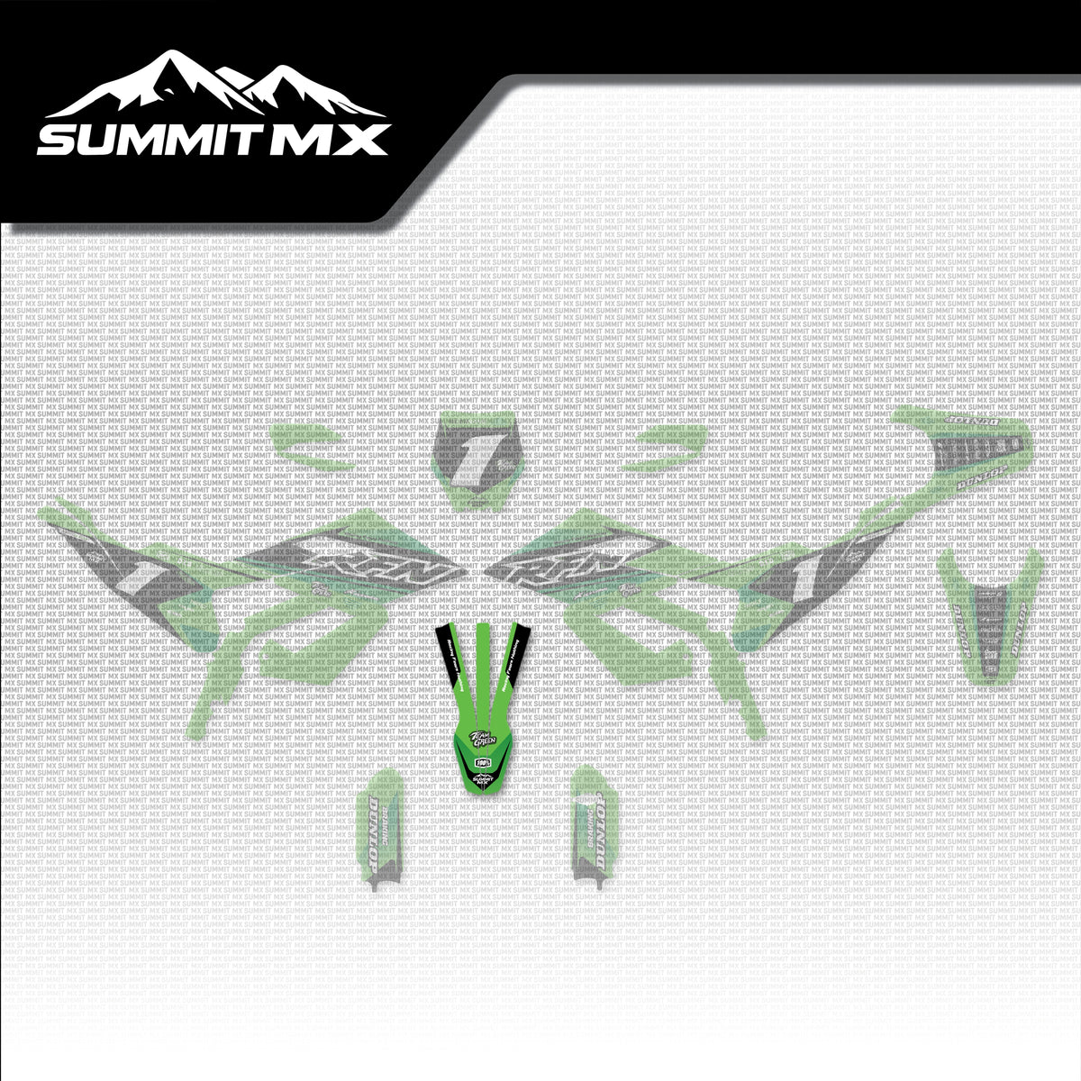 Kawasaki Inspired RFN Warrior Pro SX-E15 Front Fender Decal placement on the full kit