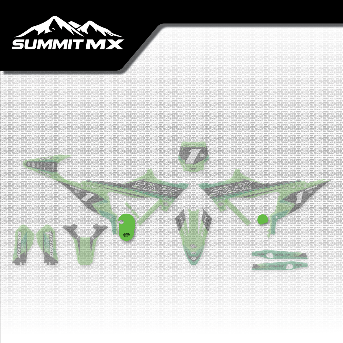 Kawasaki Inspired Stark Varg Motor and Gearbox Decals placement on the full kit