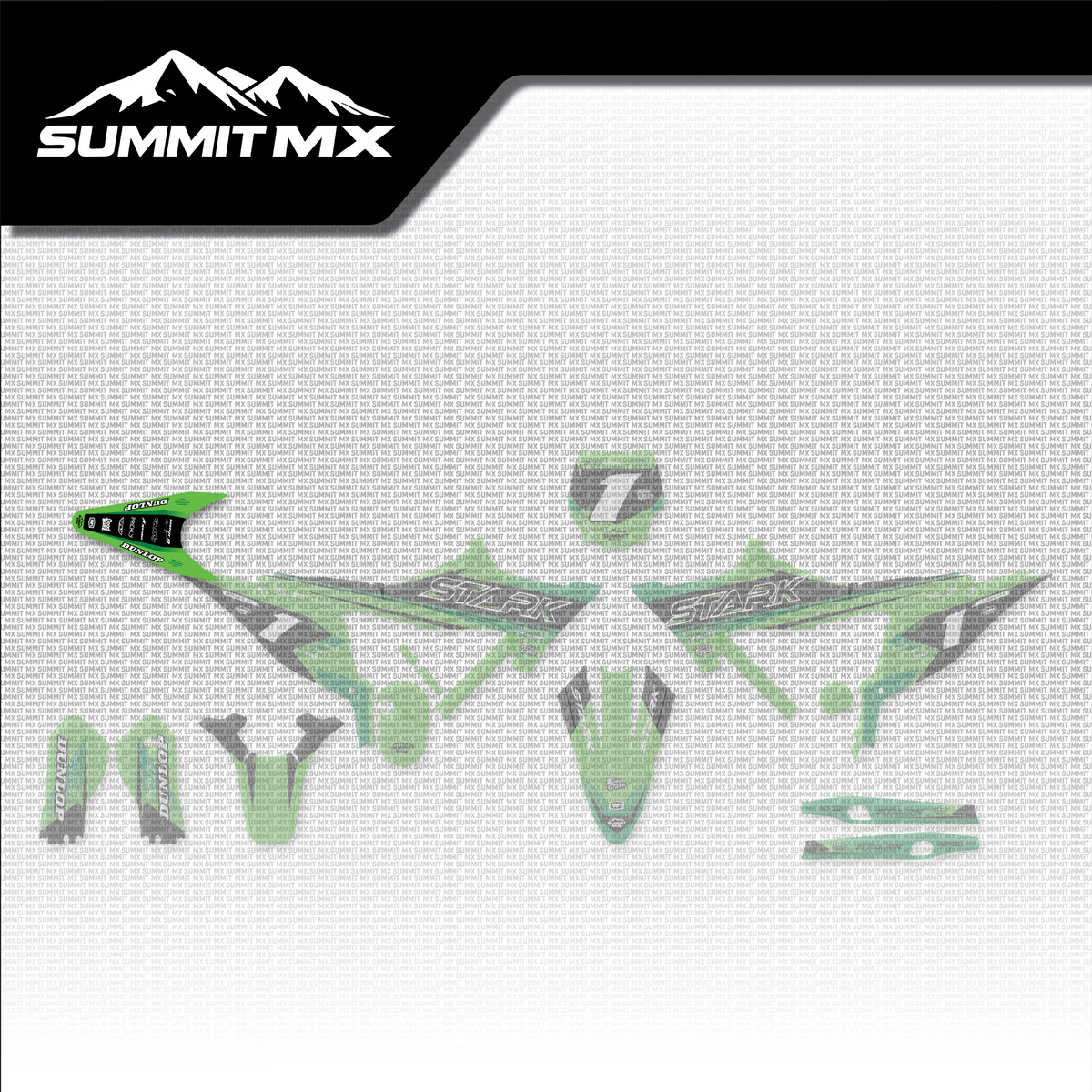 Kawasaki Inspired Stark Varg Rear Fender Decal placement on the full kit