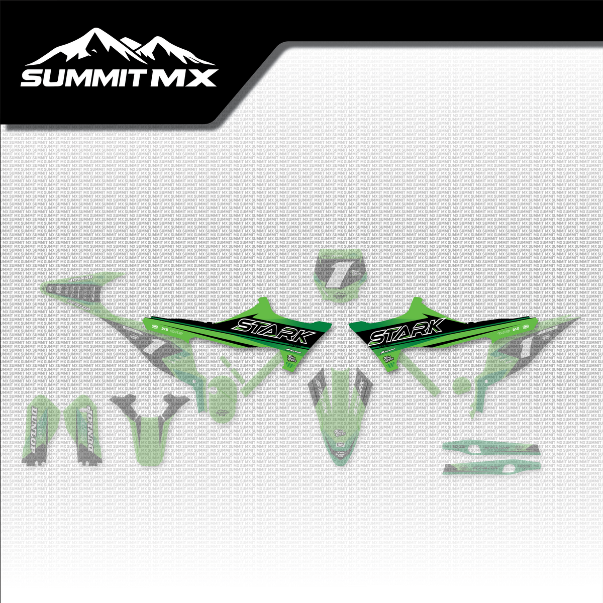 Kawasaki Inspired Stark Varg Shroud Decals placement on the full kit