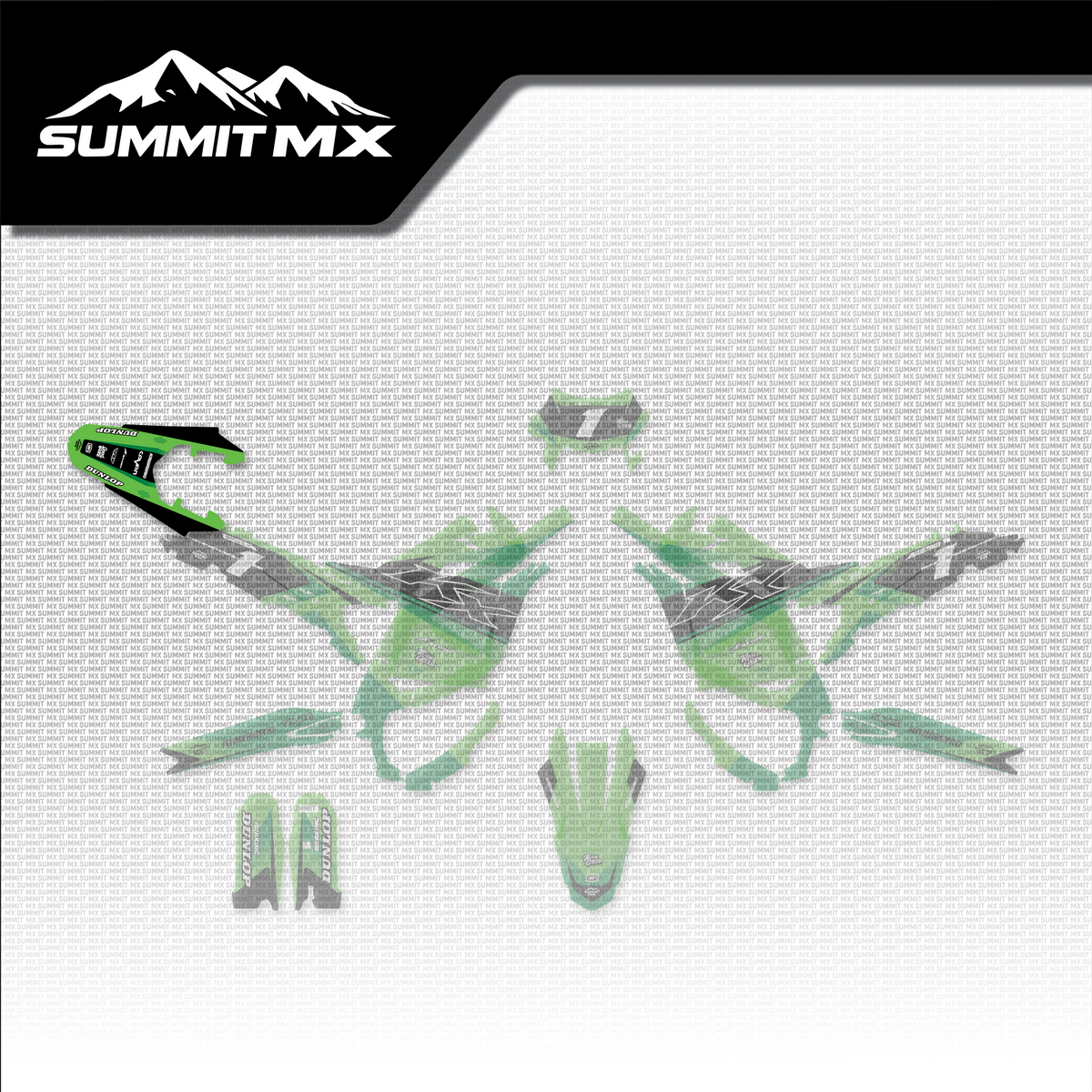 Kawasaki Inspired Ultra Bee Rear Fender Decal shown in place on the full kit layout
