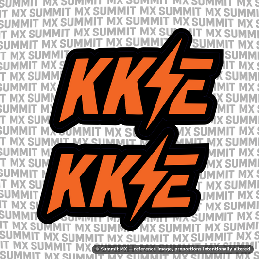 KKE fork tube decal in orange colorway — Summit MX