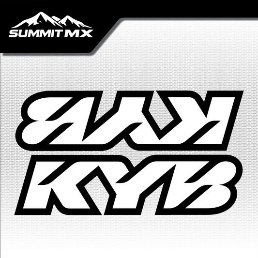 KYB fork tube decal in white colorway — Summit MX