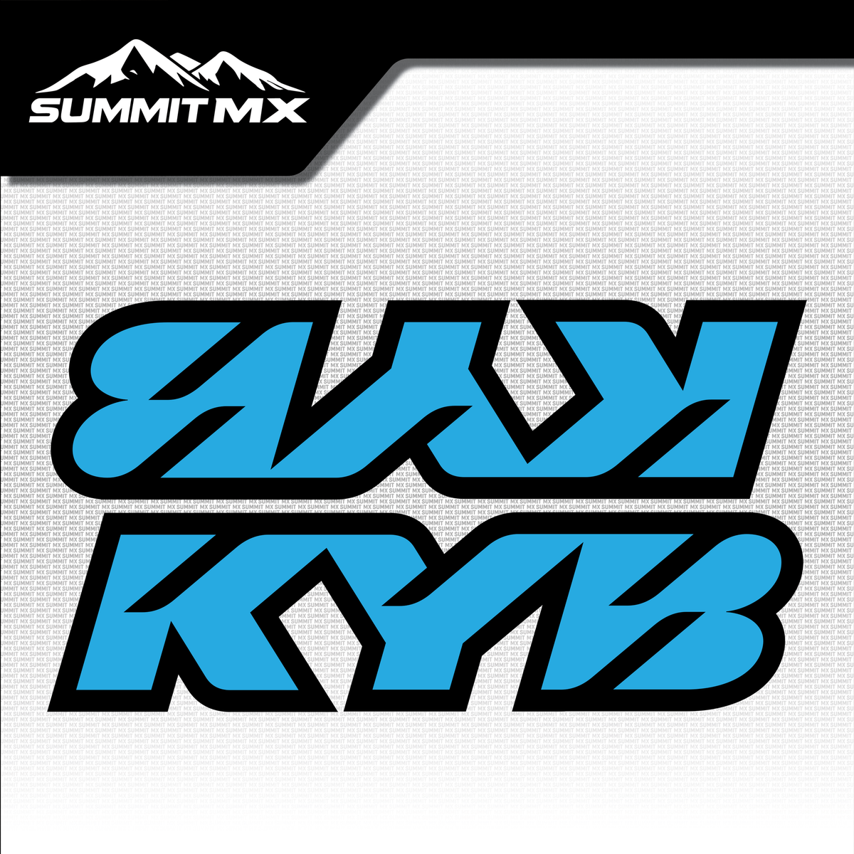 KYB fork tube decal in cyan colorway — Summit MX