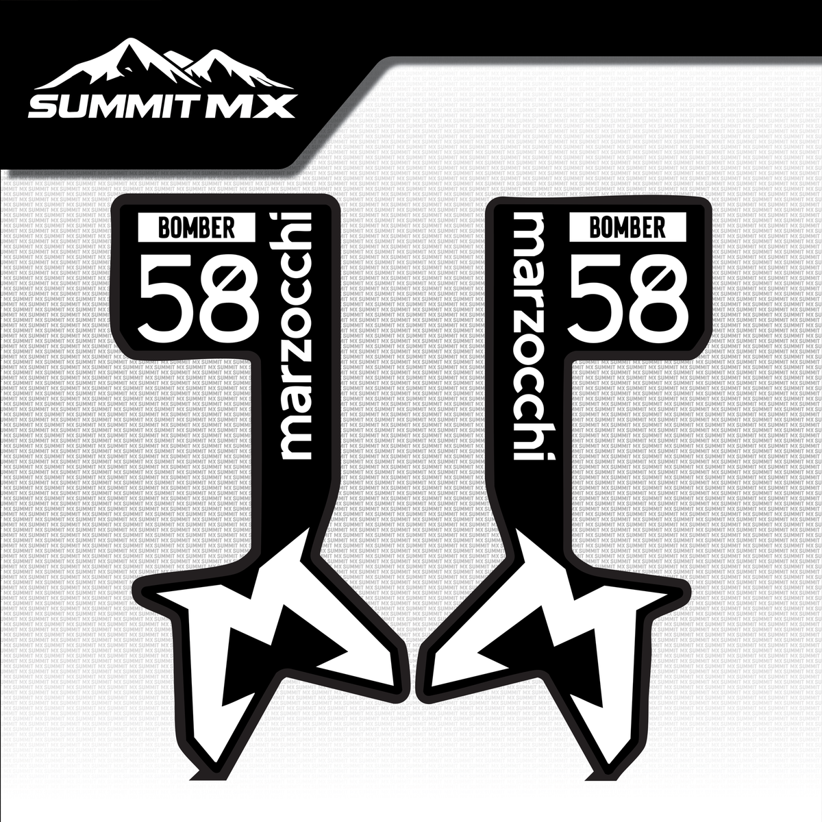 Marzocchi Bomber fork tube decal in white colorway — Summit MX