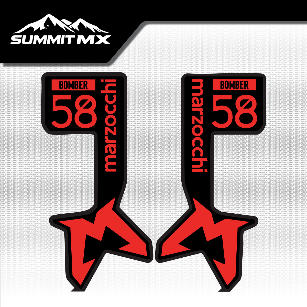Marzocchi Bomber fork tube decal in red colorway — Summit MX