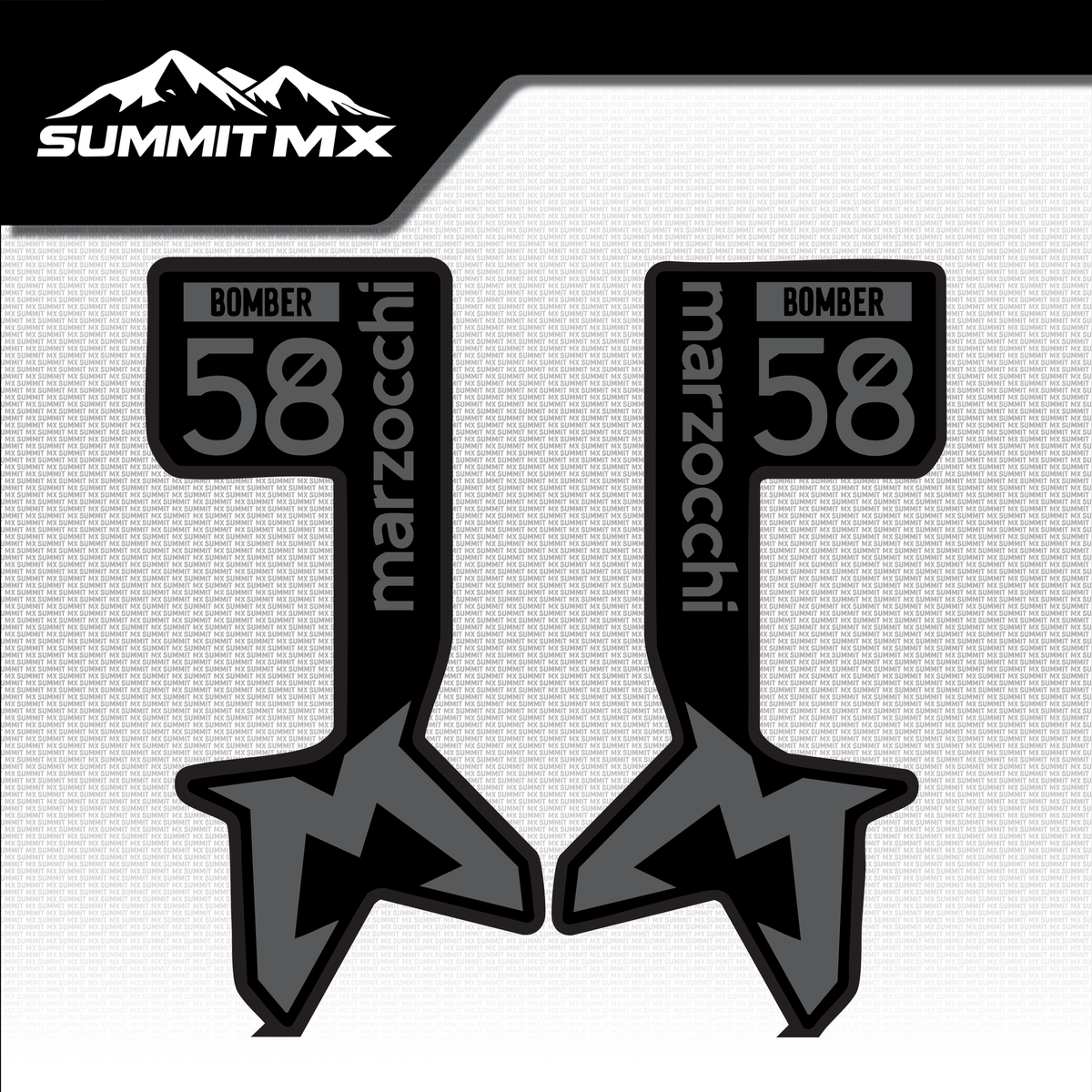 Marzocchi Bomber fork tube decal in gray colorway — Summit MX