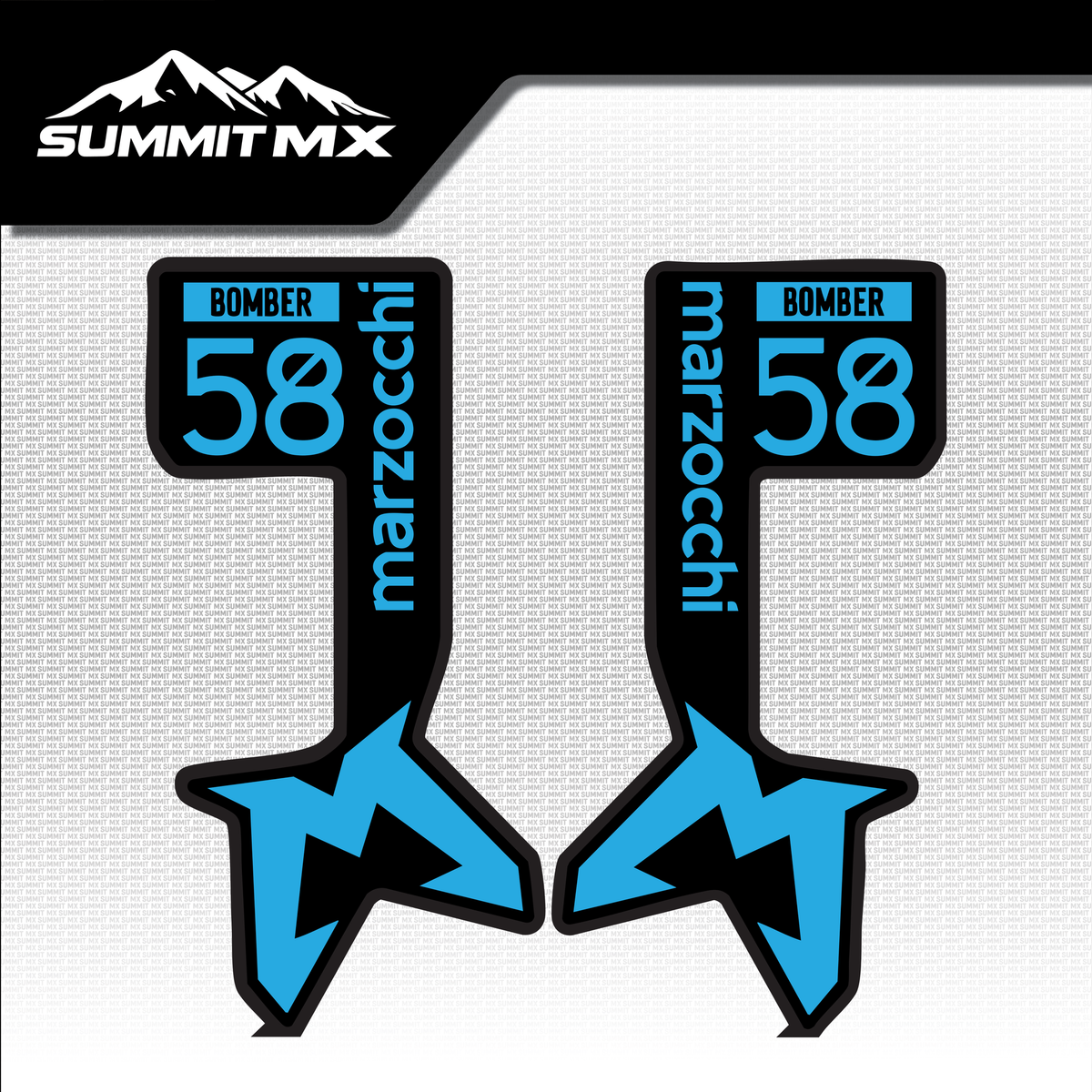 Marzocchi Bomber fork tube decal in cyan colorway — Summit MX