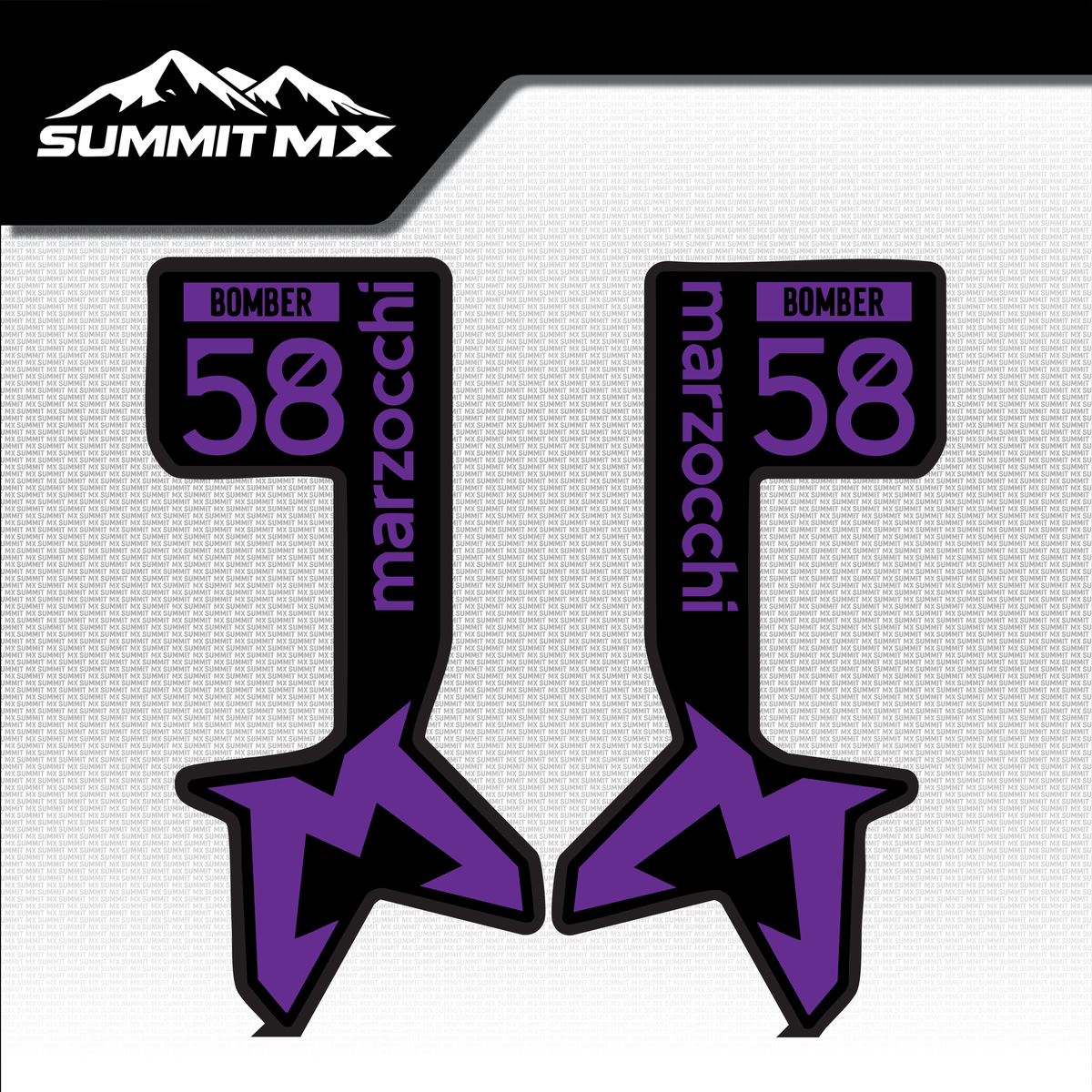 Marzocchi Bomber fork tube decal in purple colorway — Summit MX