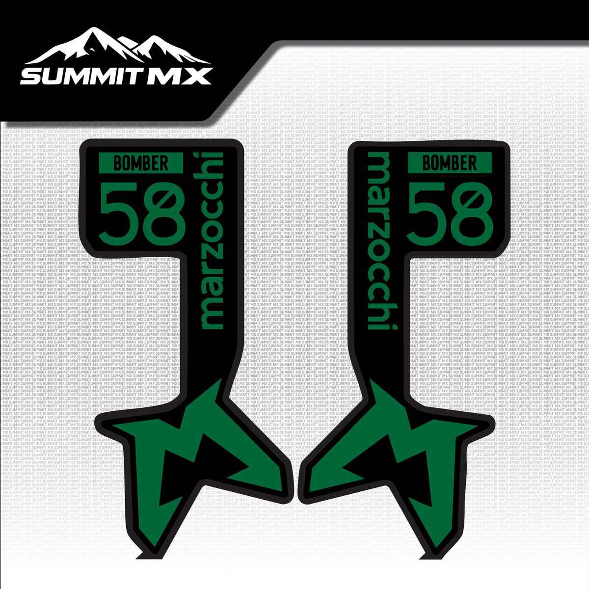 Marzocchi Bomber fork tube decal in green colorway — Summit MX
