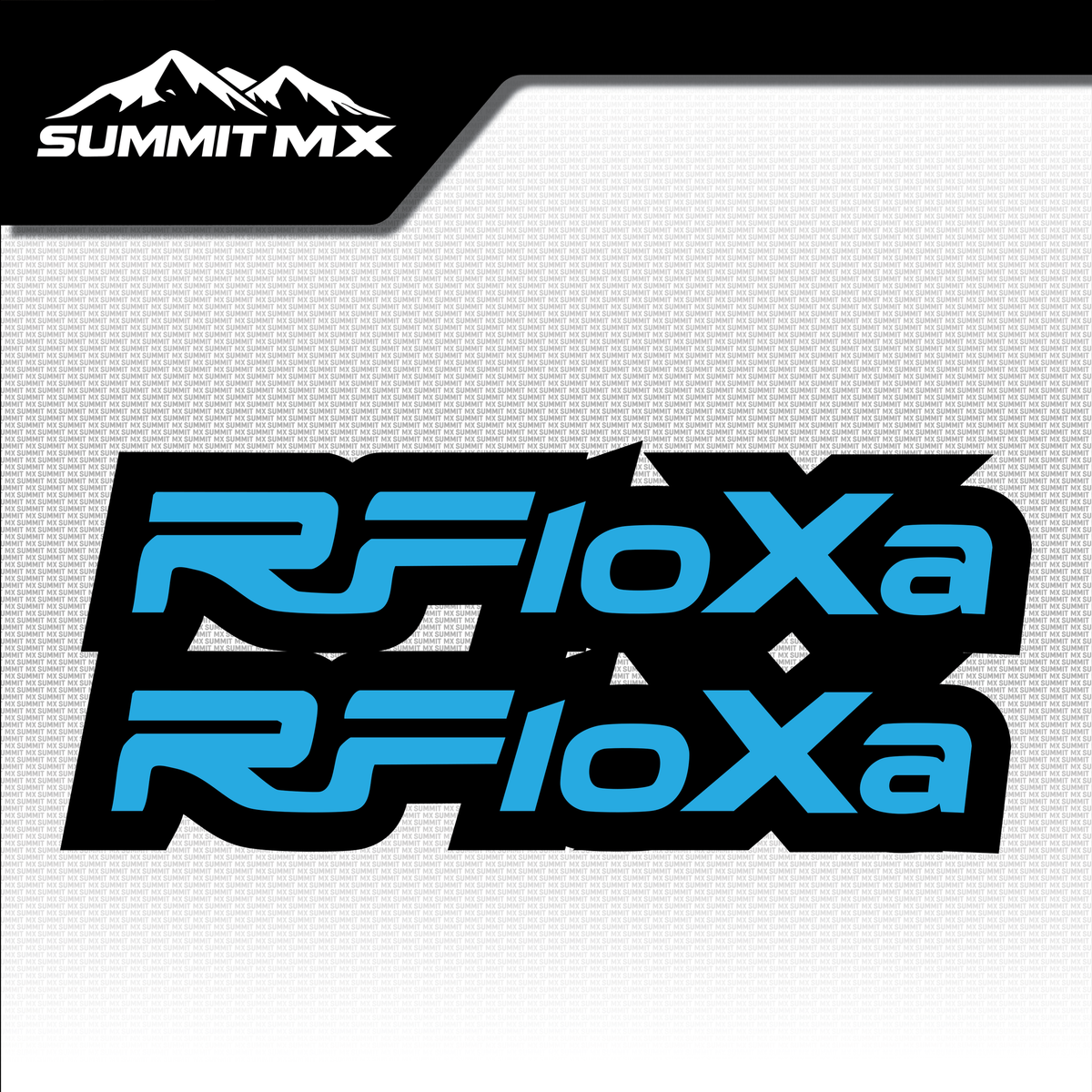 RFloXa fork tube decal in cyan blue colorway — Summit MX
