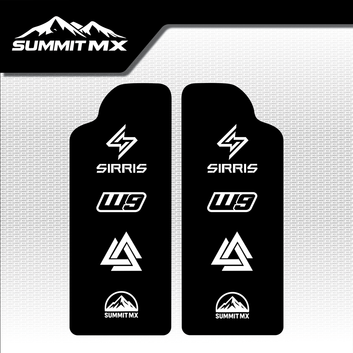 Sirris fork guard decal with IIS branding — Summit MX