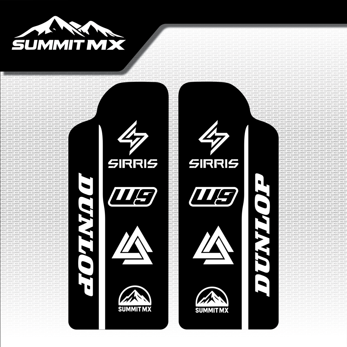 Sirris fork guard decal with Dunlop branding — Summit MX