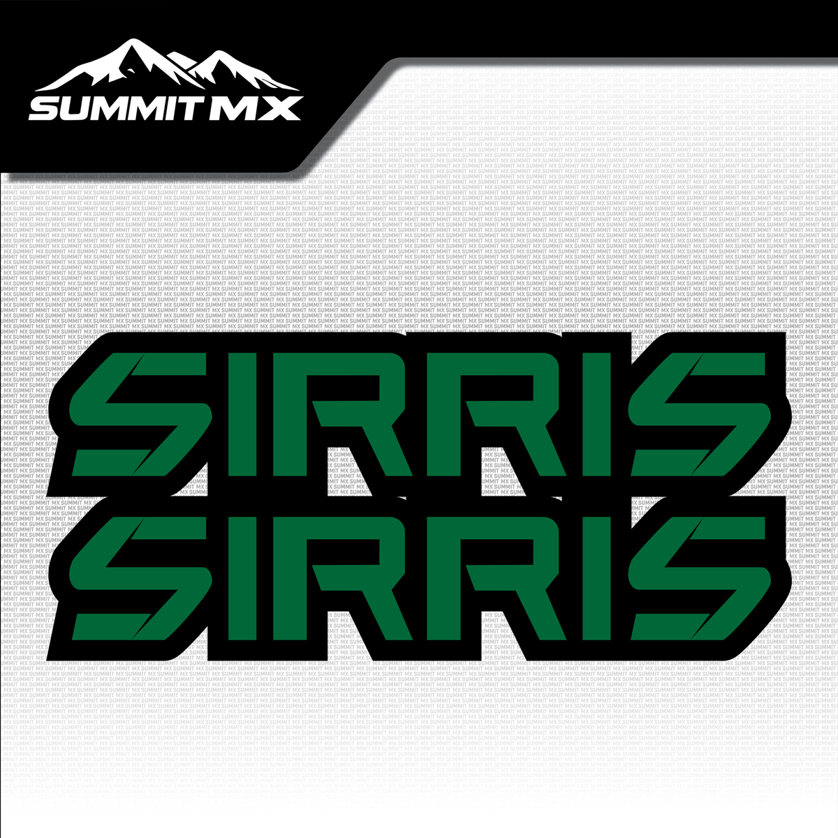Sirris fork tube decal in green colorway — Summit MX