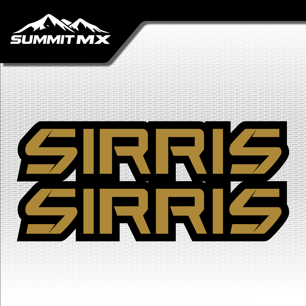 Sirris fork tube decal in gold outlined colorway — Summit MX