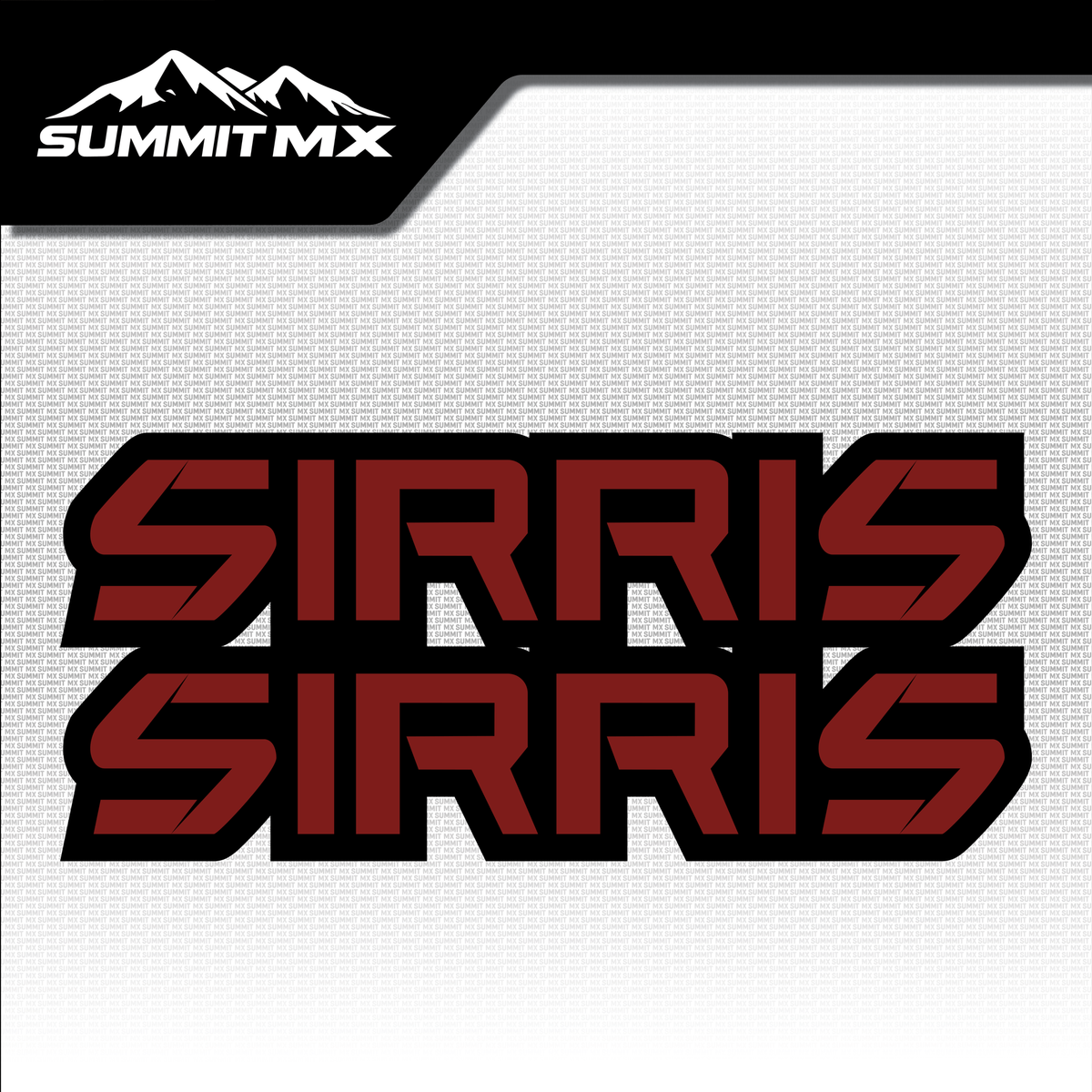Sirris fork tube decal in red outlined colorway — Summit MX