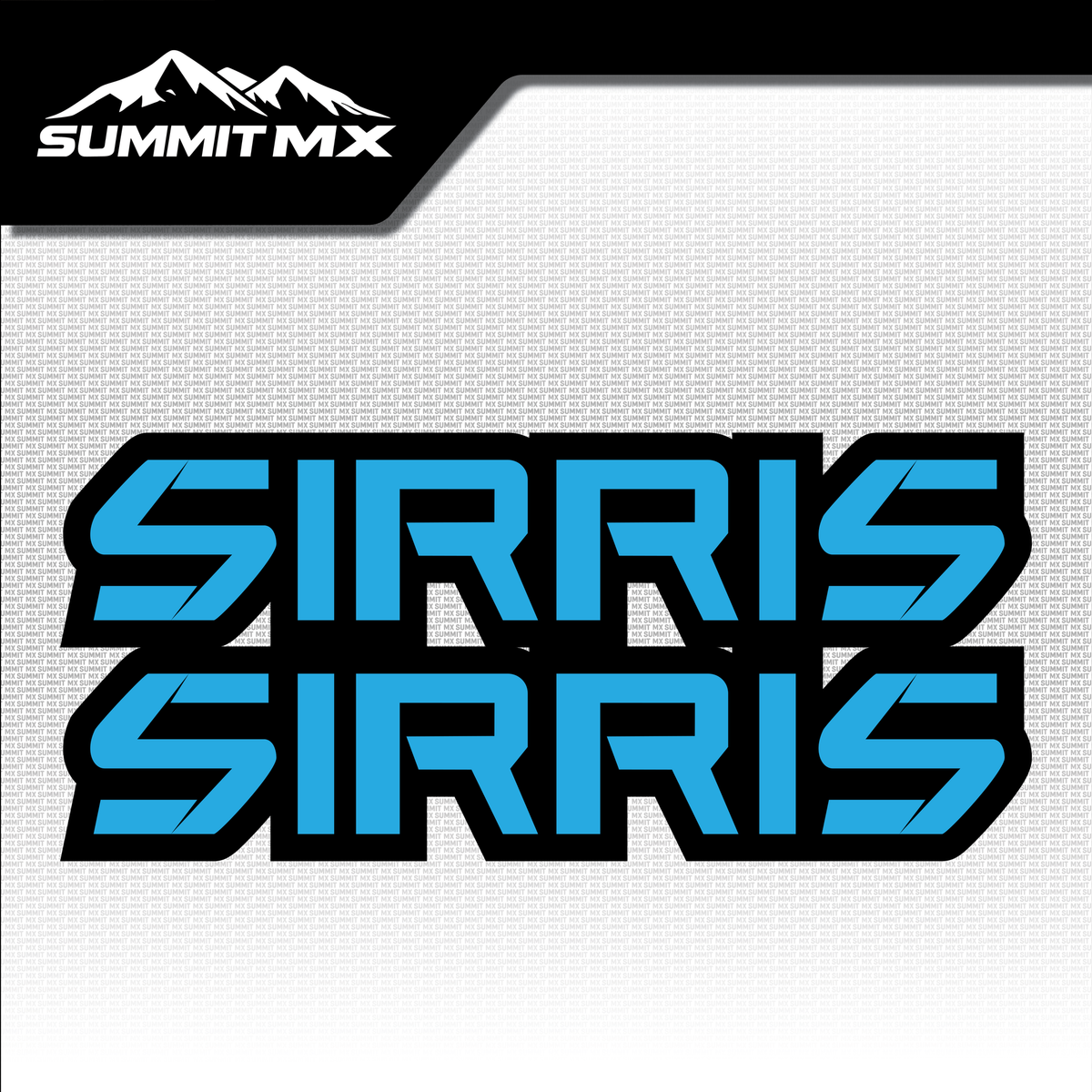 Sirris fork tube decal in blue outlined colorway — Summit MX