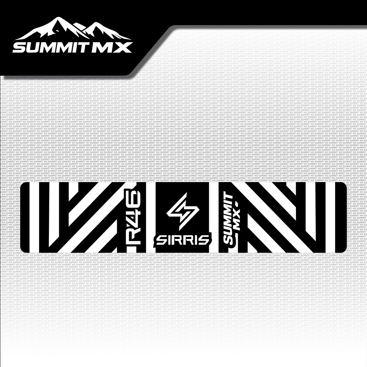 Sirris R46 shock decal in diagonal stripe design — Summit MX