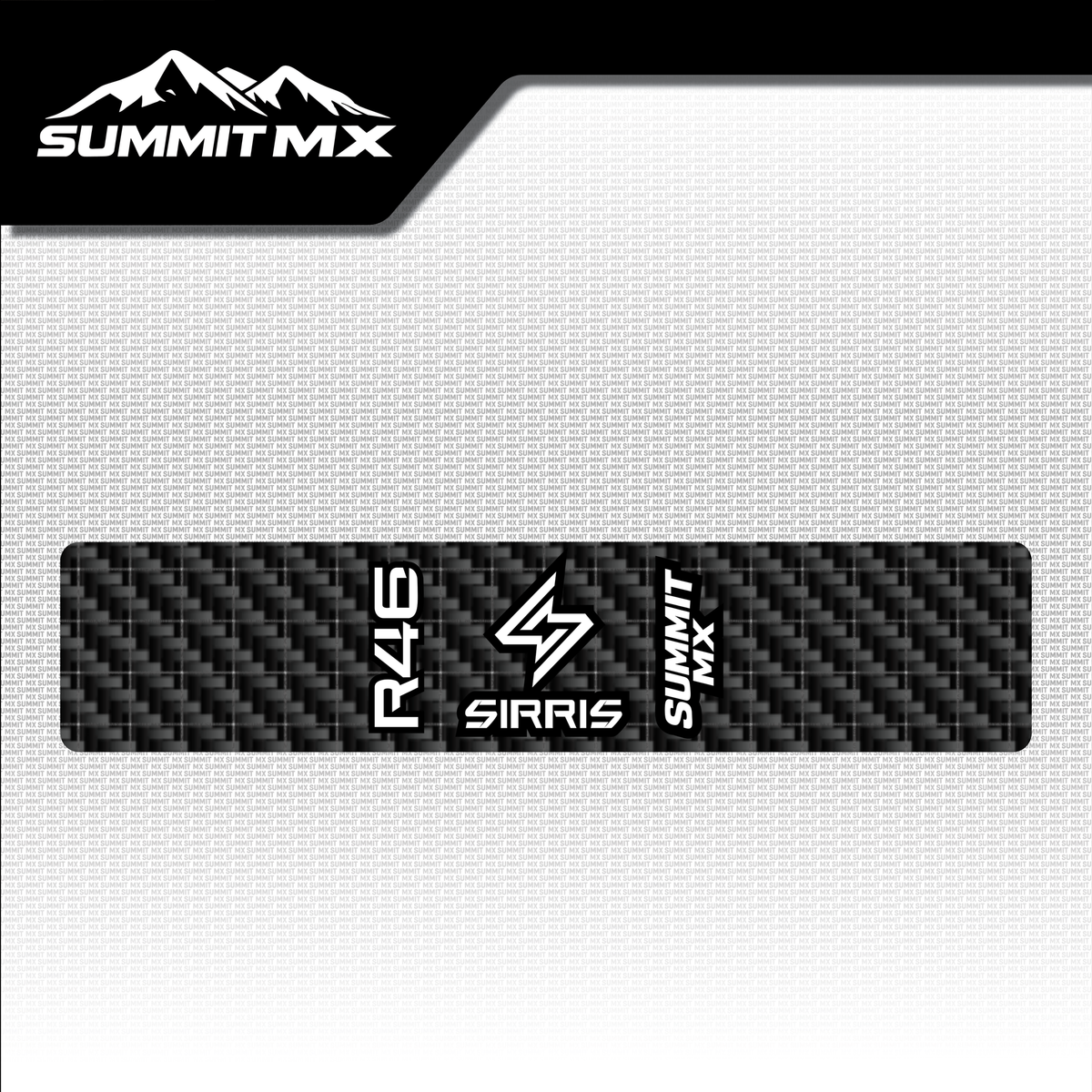 Sirris R46 shock decal in carbon fiber pattern — Summit MX