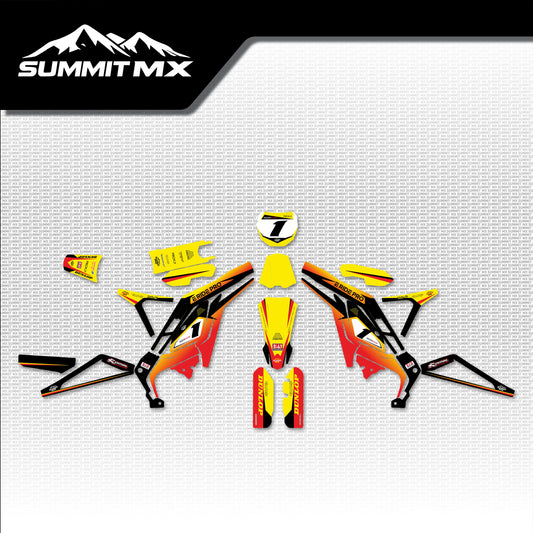 Suzuki Inspired E-Ride Pro Graphics Kit for the 3.0, no skid plate or rear mud guard