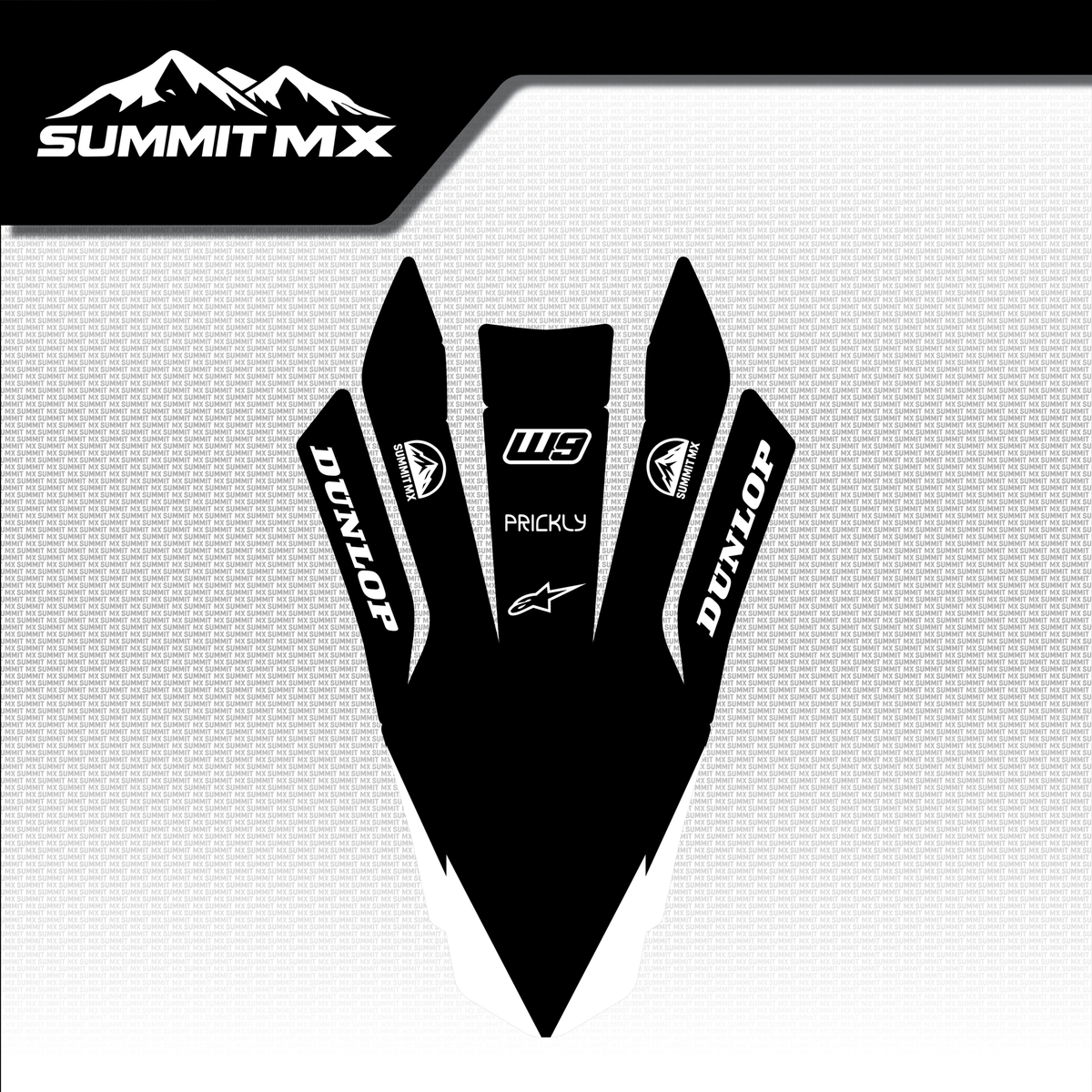 Surron Ultra Bee front fender decal in black and white split — Summit MX