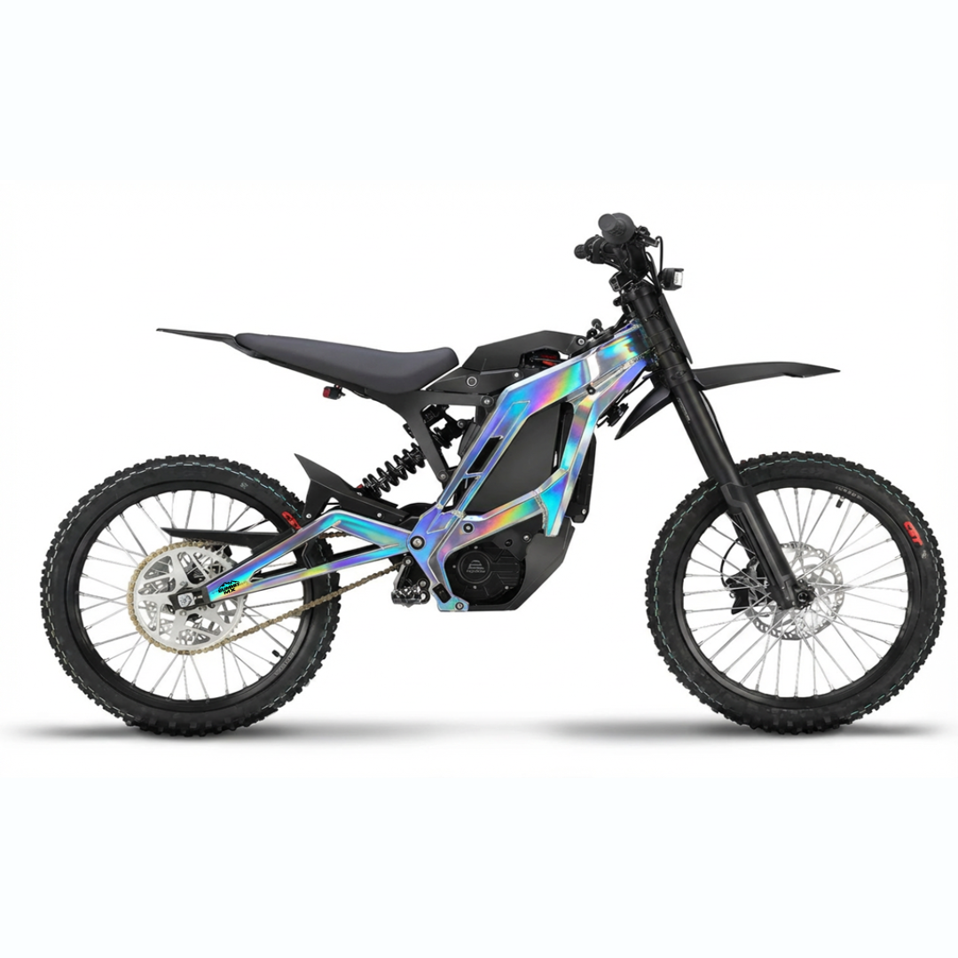 Eride Pro holographic frame wrap decal installed on e-bike