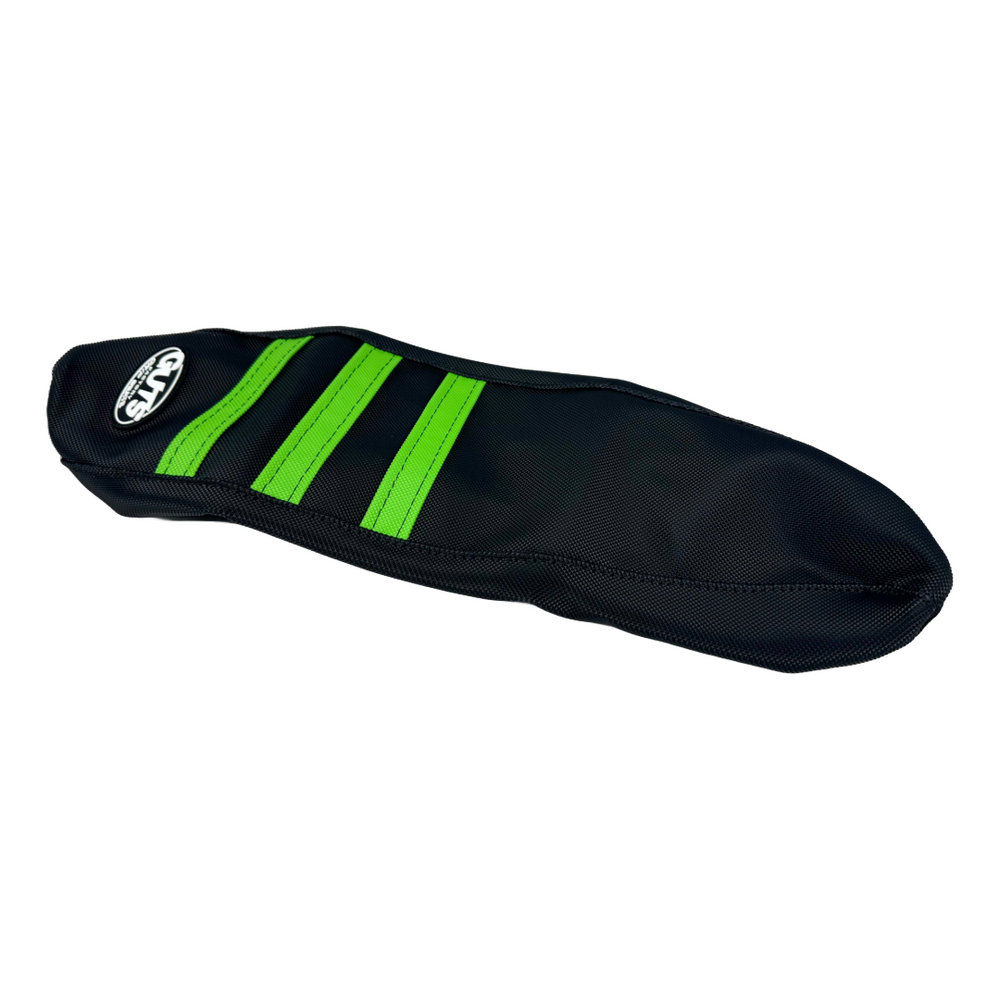 Guts seat cover for Surron Ultra Bee with neon green stripes