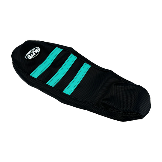 Guts seat cover for Surron Light Bee X with cyan stripes