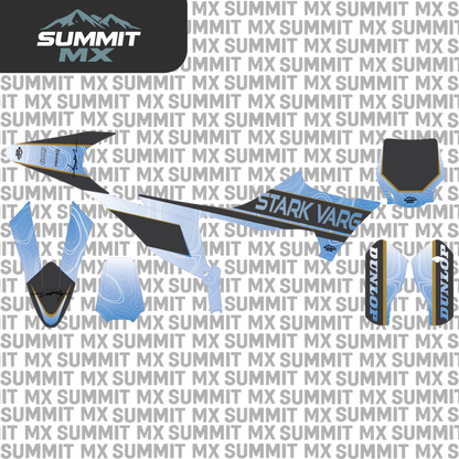 Stark Varg MX graphics kit topographical design on dark branded background — Summit MX
