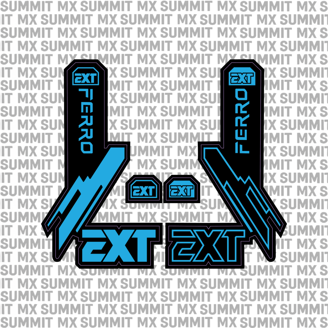 EXT Ferro fork tube decal in navy and black colorway — Summit MX