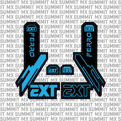 EXT Ferro fork tube decal in navy and black colorway — Summit MX