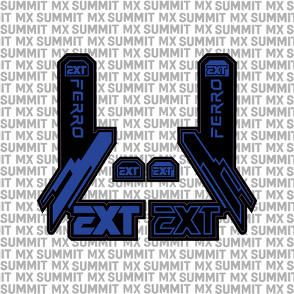 EXT Ferro fork tube decal in purple and black colorway — Summit MX