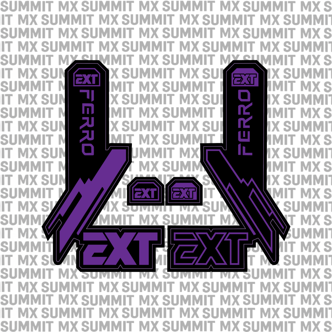 EXT Ferro fork tube decal in green and black colorway — Summit MX