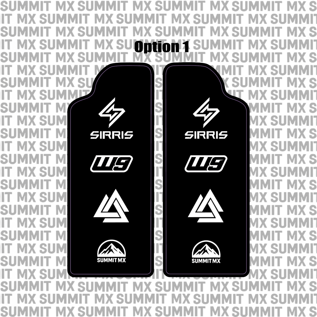 Sirris fork guard decal with IIS branding — Summit MX