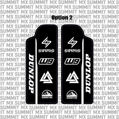 Sirris fork guard decal with Dunlop branding — Summit MX