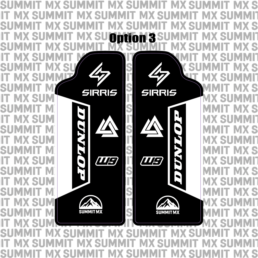 Sirris fork guard decal Dunlop variant — Summit MX