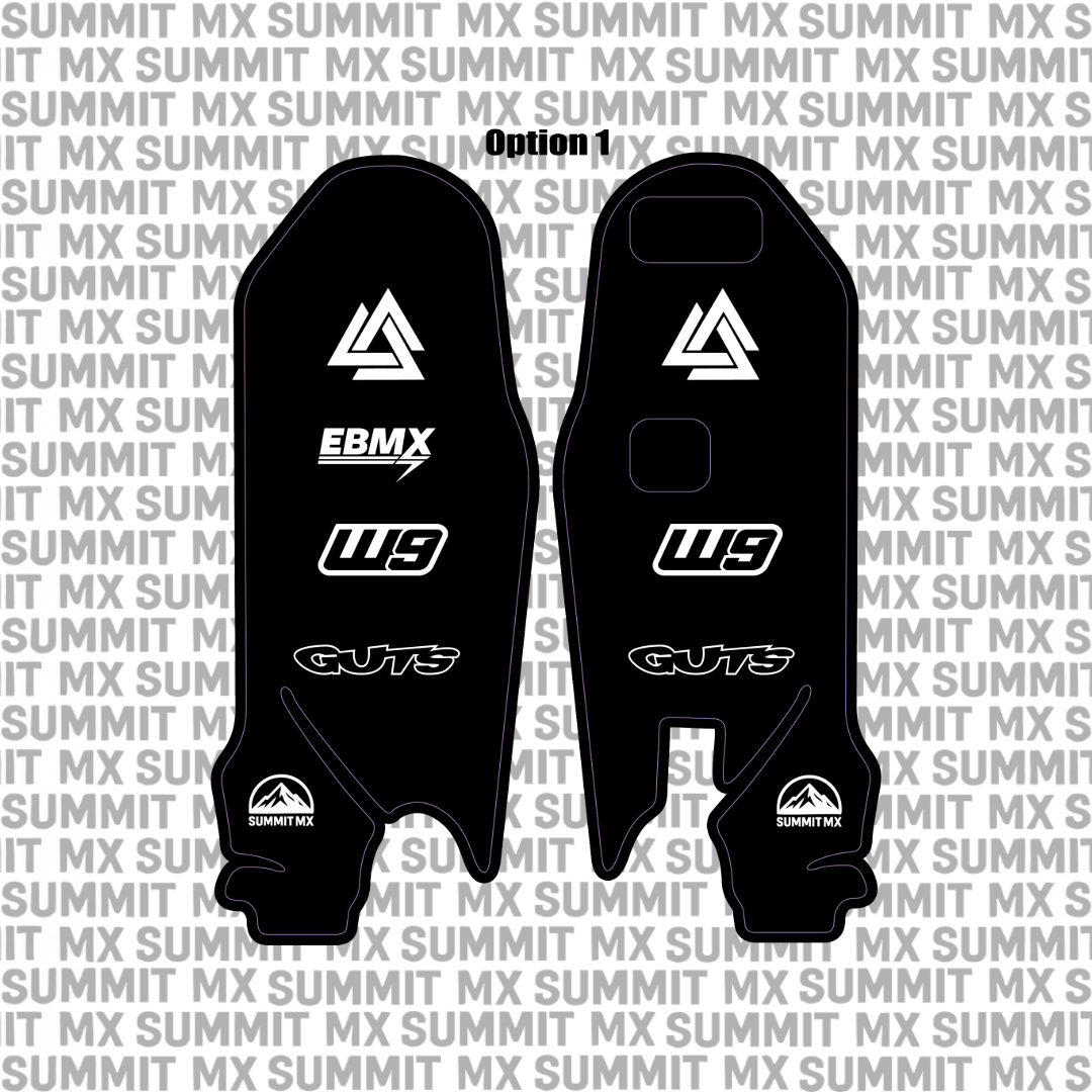 Surron Ultra Bee fork guard decal option 1 black pair — Summit MX